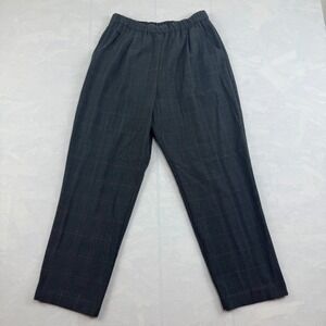 JM Collection Ankle Pants Womens 10 Petite Black Plaid Stretch Elastic Waistband